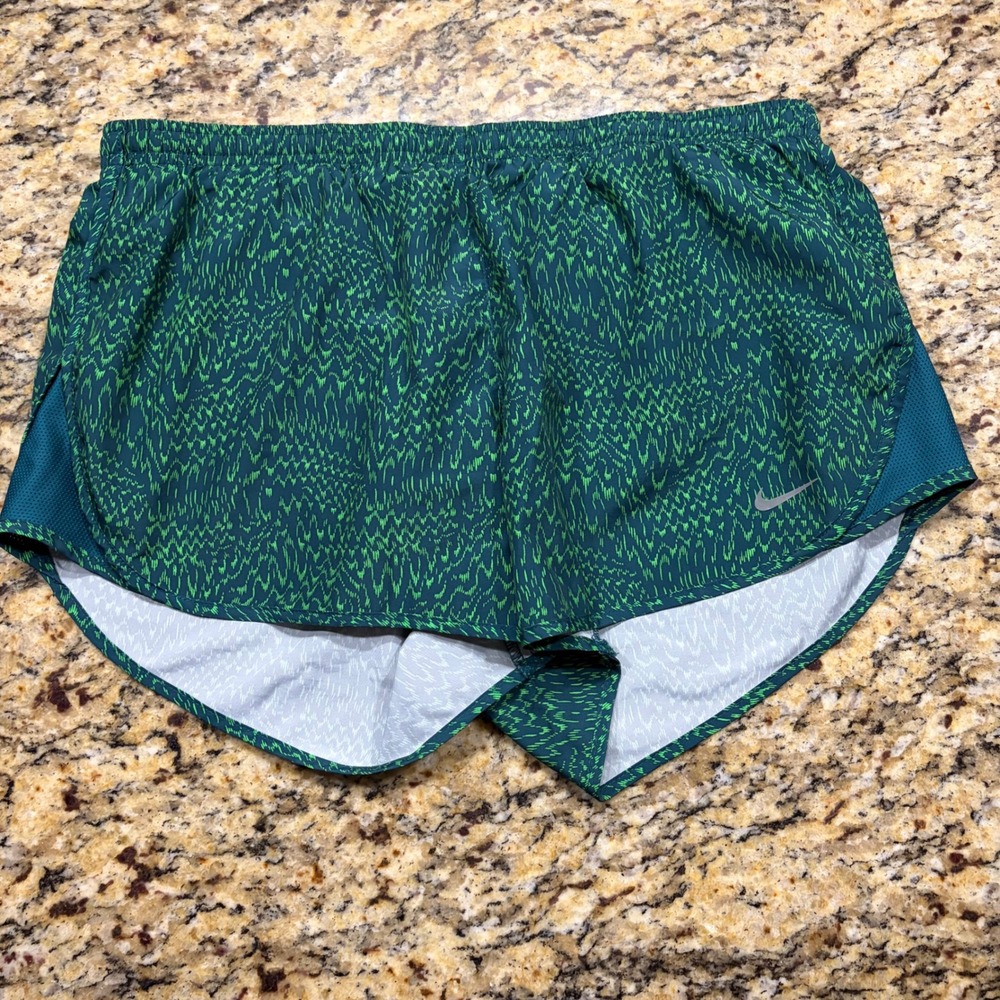 Nike Dri-FIT Mens Running Shorts Teal Green Abstract Graphic Print Large ws
